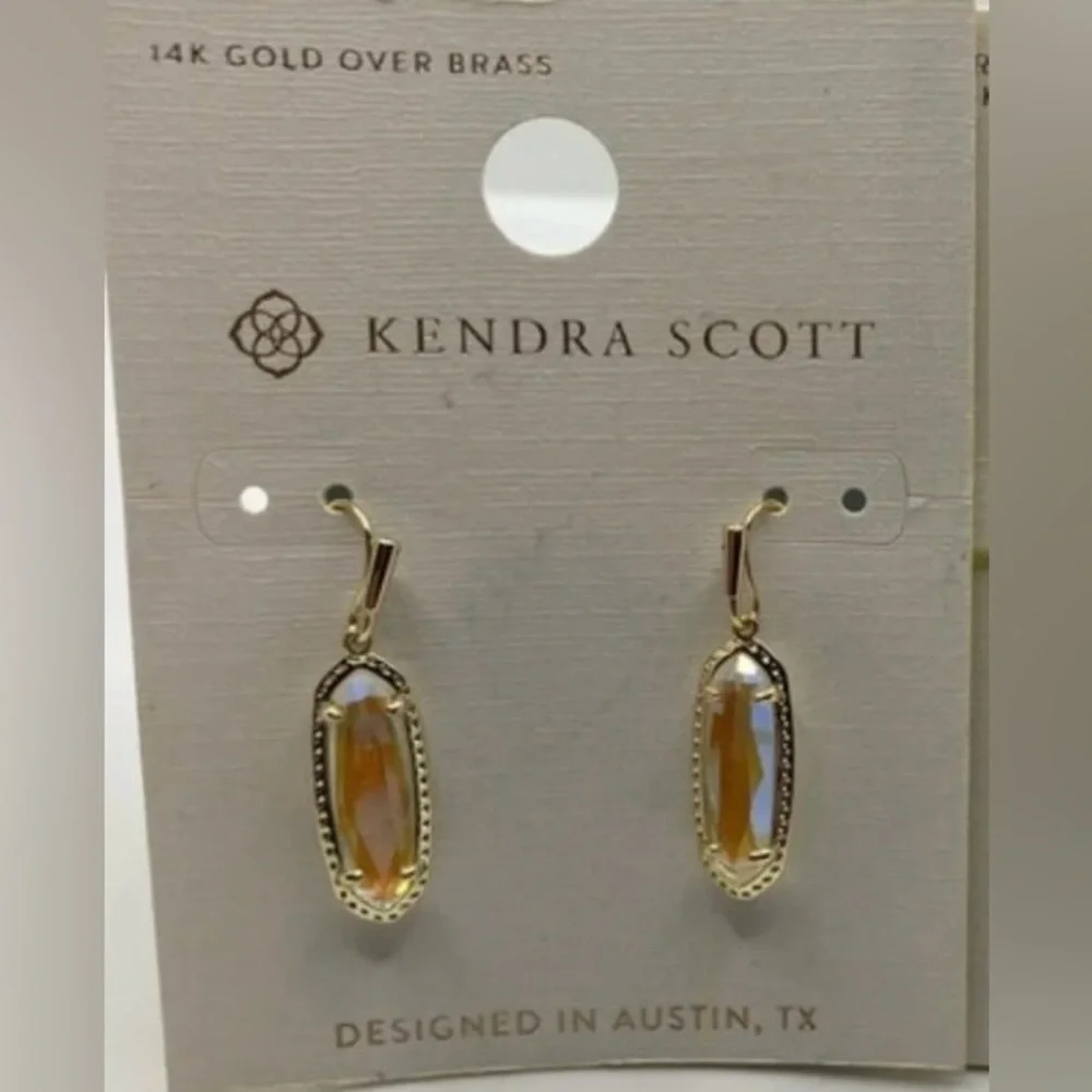 KENDRA SCOTT Feminine Iridescent Shiny Dichroic Glass 14K Gold Earrings NEW NWT